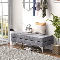 HOMCOM 48 Inches Upholstered Bedroom Bench, Modern End of Bed Bench with Double Layer Seat Cushions and Steel Legs, Dark Gray(m-10)
