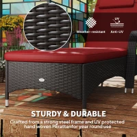 Outsunny Outdoor Lounger, Deck Lounge Chair with Headrest, 5-Level Adjustable, Backrest, Wheels, Deep Coffee and Wine Red(m-4)