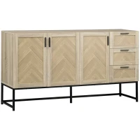 HOMCOM Buffet Cabinet, Coffee Bar Cabinet with Drawers and Adjustable Shelves, Oak(m-13)