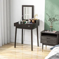 HOMCOM Makeup Vanity Table with Flip-up Mirror, Modern Dressing Table with 2 Drawers for Bedroom, Black(m-7)