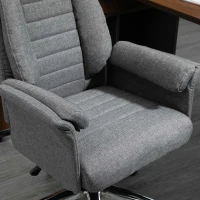HOMCOM High Back Fabric Executive Chair with Padded Armrests, Ergonomic Home Office Chair with Headrest, Adjustable Height- Light Grey(m-9)