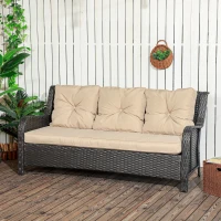 Outsunny 3-Seater Outdoor Sofa w/ 4" Thick Cushions, Outdoor Couch, Beige(m-10)