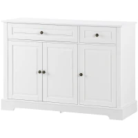 HOMCOM Modern Sideboard Cabinet, Buffet Cabinet with 2 Drawers and Adjustable Shelves, Buffets Tables for Dining Room, White(m-11)