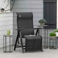 Outsunny Outdoor Recliner Lounge Chair with Adjustable Backrest, Cushion, Black(m-1)