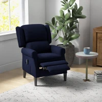 HOMCOM Push Back Recliner Chair, Vibration Massage Recliner for Living Room with Extendable Footrest, Remote, Pocket, Blue(m-10)