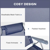 Outsunny Set of 2 Fishing Chairs, Camping Chairs with Adjustable Backrest and Headrest, Folding Chair for Outdoor, Dark Blue(m-6)
