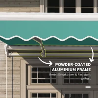 Outsunny 13' x 8' Retractable Awning, Patio Awnings, Sunshade Shelter w/ Manual Crank Handle, UV & Water-Resistant Fabric and Aluminum Frame for Deck, Balcony, Yard, Green(m-6)