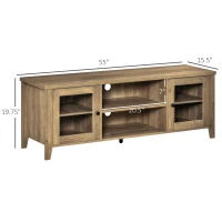 HOMCOM Modern TV Stand, Entertainment Center with Shelves and Cabinets for Flatscreen TVs up to 60" for Bedroom, Living Room, Brown Wood Grain(m-3)