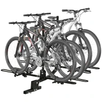 HOMCOM 4 Bike Rack Hitch Mount for Car, Truck, SUV, Minivan, Foldable Bicycle Carrier for 2" Hitch Receiver with Easy Trunk Access, 155 lb. Weight Capacity(m-11)