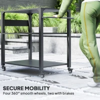 Outsunny 3-Tier Outdoor Grill Cart with Storage Racks, Side Handle, Movable Pizza Oven Table on Wheels(m-6)