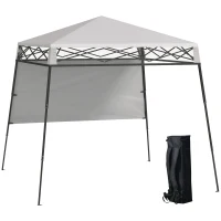 Outsunny 7' x 7' Pop Up Canopy Gazebo Tent with Backpack & Adjustable Legs, White(m-11)