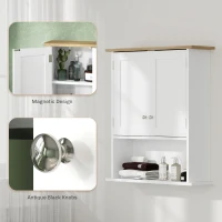 HOMCOM Wall Mounted Bathroom Cabinet, Modern Bathroom Wall Cabinet with 2 Doors and Adjustable Shelf, White(m-8)