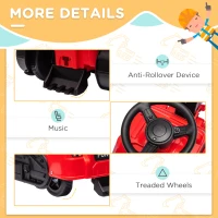 Aosom 3 in 1 Ride on Excavator Bulldozer Road Roller w/ Music Red(m-6)