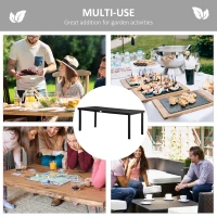 Outsunny 75" x 35" Outdoor Dining Table for 8 People, Rectangular Aluminum Frame Garden Table with All-Weather Faux Wood Top for Garden, Lawn, Patio, Black(m-6)