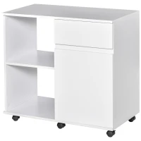 HOMCOM Printer Stand, Storage Cabinet with Drawer, Open Storage Shelves, for Home or Office Use, White(m-11)