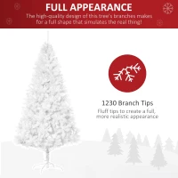 HOMCOM 7ft White Christmas Tree Artificial Christmas Tree with 1230 Branch Tips and Metal Stand(m-4)