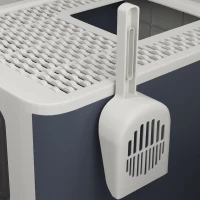 PawHut Cat Litter Box with Lid, Scoop, Front Entry, and Top Exit for Large Cats, White(m-9)