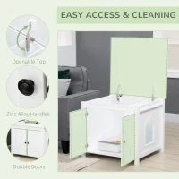 PawHut Cat Litter Box Enclosure with Openable Top, Cat Washroom Storage Side Table with Double Doors, Zinc Alloy Handles, for Indoor Use, White(m-6)