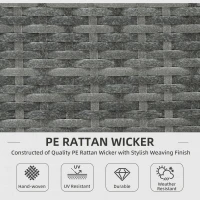 Outsunny 3 Pieces Rattan Wicker Outdoor Conversation Furniture Set w/ Loveseats Coffee Table Cushions for Garden, Patio, Beige(m-4)