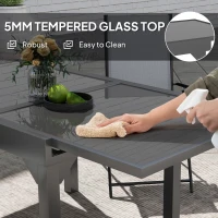 Outsunny 35"-71" Expandable Outdoor Table with Tempered Glass Top, Metal Frame, for 4-6 Person, for Lawn, Garden, Backyard(m-5)