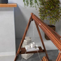 Outsunny 2-Seat Outdoor Swing Chair with Stand and Side Tables for Garden, Poolside, Backyard, Carbonized(m-7)