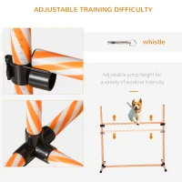 PawHut 6 Piece Dog Agility Training Equipment with Hurdle Bag and Whistle, Orange and White(m-4)