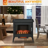 HOMCOM 24" Electric Fireplace Stove, Freestanding Infrared Fire Place Heater with Realistic Logs Flame, Adjustable Temperature, Overheat Protection, 1000W/1500W, Black(m-7)