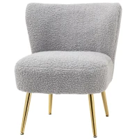 HOMCOM Lounge Chair for Bedroom Living Room Chair with Soft Upholstery and Gold Legs Charcoal Grey(m-2)