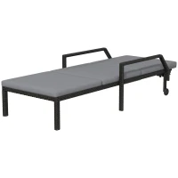 Outsunny Wicker Chaise Lounger with 5-Level Adjustable Backrest, Light Grey(m-2)