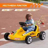 Qaba 6V Electric Go Kart for Aged 3-5 Kids with Music, Light, Horn, Yellow(m-5)
