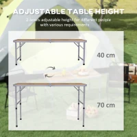 Outsunny 35.5" Outdoor Folding Portable Camping Picnic Table with Adjustable Height, Aluminum Frame for BBQ, Party, Coffee(m-6)