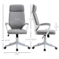 Vinsetto Ergonomic Home Office Chair High Back Computer Desk Chair with Lumbar Back Support, Padded Armrests, Adjustable Height, Grey(m-3)