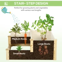 Outsunny 3 Tier Raised Flower Bed Outdoor Planter Box Wooden Garden Bed, Open Bottom for Plants, 42.5"x34.75"x14.25", Natural(m-6)