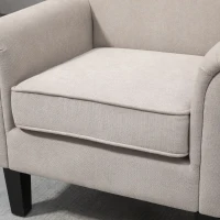 HOMCOM Upholstered Accent Chair, Single Armchair with Soft Velvet Touch Fabric, Rolled Armrest, Grey(m-9)