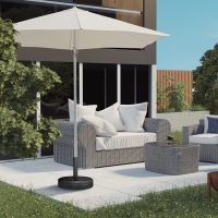 Outsunny 40lbs. Concrete Umbrella Base with Rattan Effect, Heavy Duty Parasol Stand for Outdoor Patio Umbrella, Black