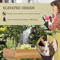 Outsunny Raised Garden Bed with 9 Pocket, Wooden Elevated Planter Box with Legs and Bed Liner for Vegetables, Flowers, and Herbs, Indoor Outdoor Usage, Natural(m-5)