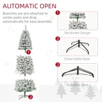 HOMCOM 9ft Pre-Lit Snow-Flocked Slim Douglas Fir Artificial Christmas Tree with Realistic Branches, 550 LED Lights and 988 Tips(m-6)