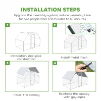 PawHut 9.2' x 6.3' Metal Chicken Coop, Galvanized Walk-in Hen House, Poultry Cage Outdoor Backyard with Waterproof UV-Protection Cover for Rabbits, Ducks(m-7)