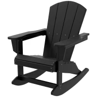 Outsunny Outdoor Rocking Chair, HDPE Adirondack Porch Rocker Chair for Garden, Patio, Black(m-11)