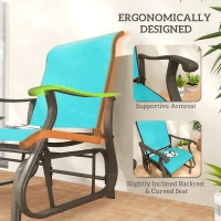 Outsunny Outdoor Glider Chair Patio Glider Swing Chair with Mesh Seat, Steel Frame for Backyard, Garden, Porch, Blue(m-7)