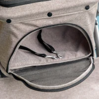 PawHut 4 Wheels Pet Stroller w/ Reversible Handle, Foldable Dog Cat Travel Carriage w/ EVA Wheels Basket Storage Bag 3-stage Canopy Brown(m-10)