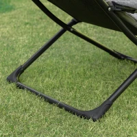 Outsunny Folding Lounge Chair, Mesh Fabric Lounger with Thick Padded Cushion and Armrest, Camping Beach Chair for Poolside, Deck, Backyard, Grey(m-9)