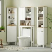 HOMCOM 67" Tall Bathroom Cabinet, Narrow Bathroom Storage Cabinet with 3 Open Shelves, Drawer and 2 Adjustable Shelves, White(m-9)