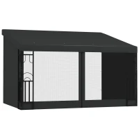Outsunny 10' x 13' Wall Pergola, Outdoor Gazebo with 2 Curtains and 2 Nettings, UV Resistant, for Patio, Deck, Dark Grey(m-11)
