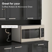 HOMCOM 71" Kitchen Pantry Cabinet, Storage Buffet with Hutch, Adjustable Shelves for Living Room, High Gloss Black(m-5)