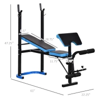 Soozier Adjustable Weight Bench with Barbell Rack and Leg Developer for Weight Lifting and Strength Training Multifunctional Workout Station for Home Gym Fitness, Black(m-3)