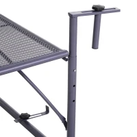 Outsunny Adjustable Balcony Hanging Railing Table, Metal Mounting Mini Wall Desk Storage Rack, Outdoor Flower Stand Serving Table Rectangle, Grey(m-9)