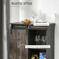 HOMCOM Industrial Wine Cabinet, Sideboard Storage Cabinet, Serving Bar Buffet with Sliding Barn Door and 6-Bottle Wine Rack, Gray(m-5)