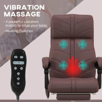 Vinsetto Executive Massage Office Chair with 4 Vibration, Computer Desk Chair, PU Leather Heated Reclining Chair with Adjustable Height, Swivel Wheels, Brown(m-4)