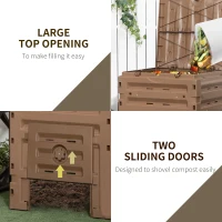 Outsunny Garden Compost Bin, 120 Gallon (450L) Garden Composter, BPA Free, with 80 Vents and 2 Sliding Doors, Lightweight & Sturdy, Fast Creation of Fertile Soil, Brown(m-6)